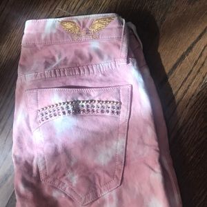 ROBIN'S JEAN WOMEN'S STUDDED TIE DYE  PINK & WHITE